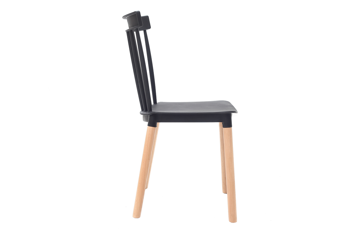Chaises design bicolores noir et bois (lot de 2) GAMBO