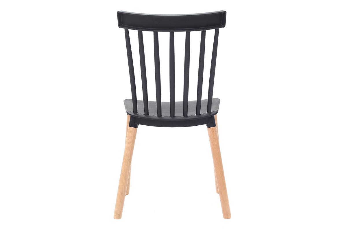Chaises design bicolores noir et bois (lot de 2) GAMBO