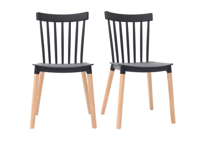 Chaises design bicolores noir et bois (lot de 2) GAMBO