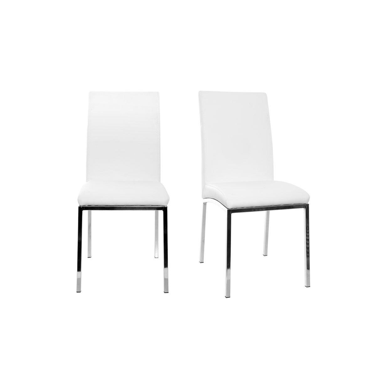 Chaises design blanc et acier chromé (lot de 2) SIMEA vue1