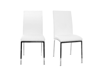 Chaises design blanc et acier chromé (lot de 2) SIMEA