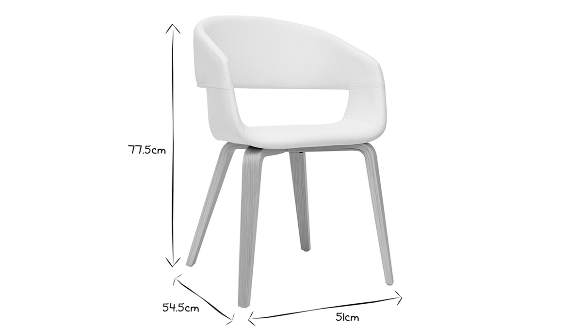 Chaises design blanc et bois clair (lot de 2) SLAM