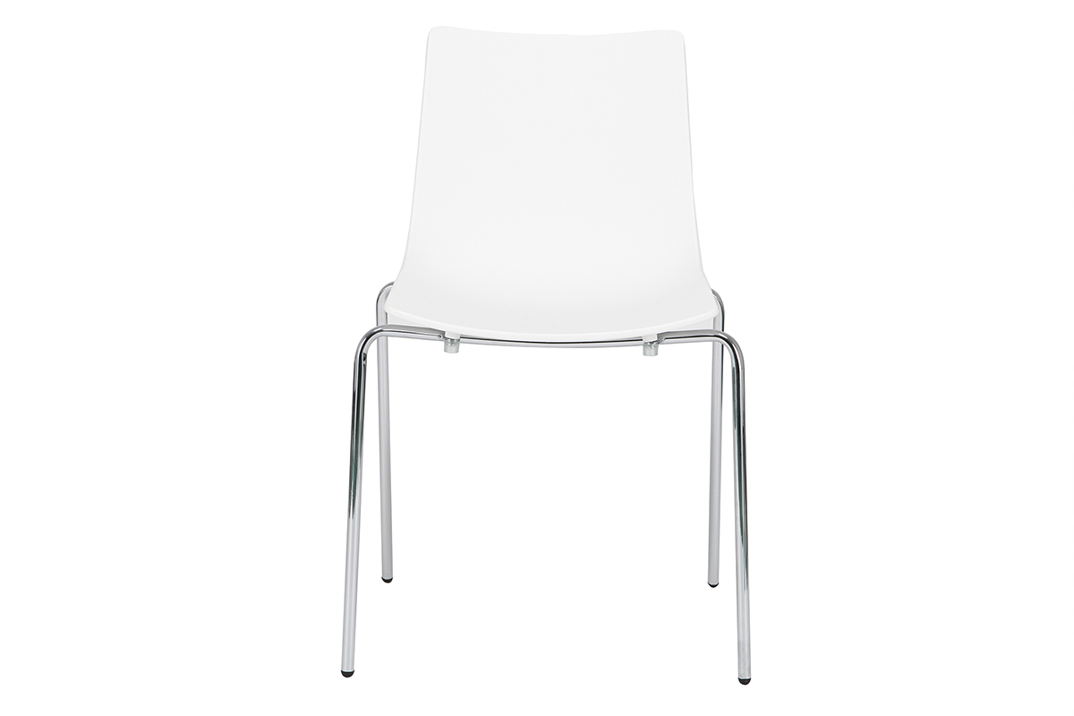 Chaises design blanches empilables avec pieds en m�tal (lot de 2) CELEBRATION