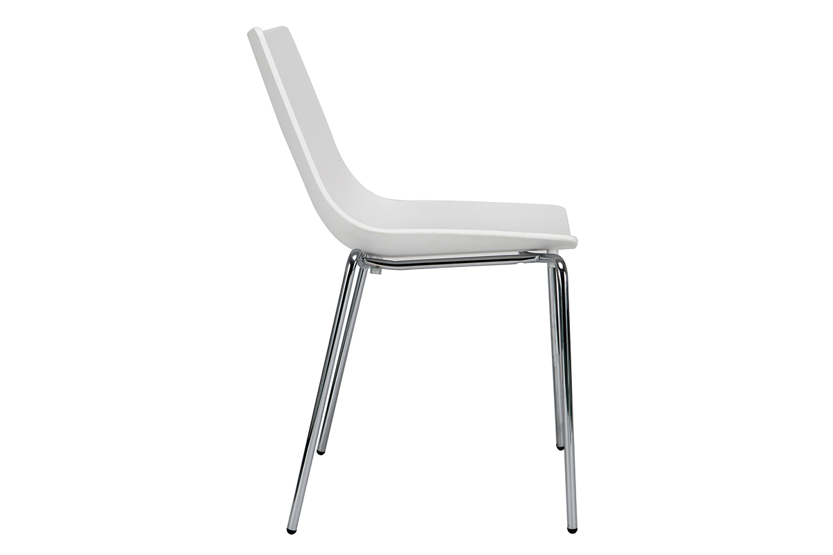 Chaises design blanches empilables avec pieds en m�tal (lot de 2) CELEBRATION