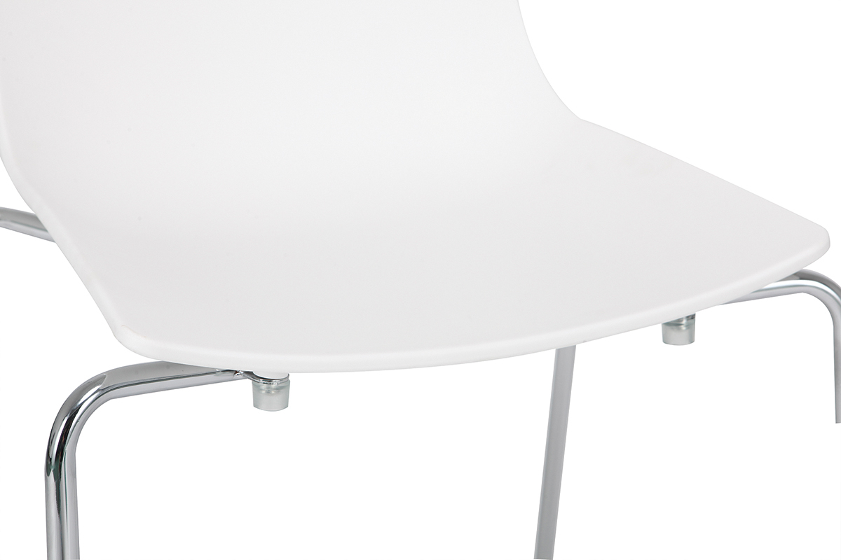Chaises design blanches empilables avec pieds en m�tal (lot de 2) CELEBRATION