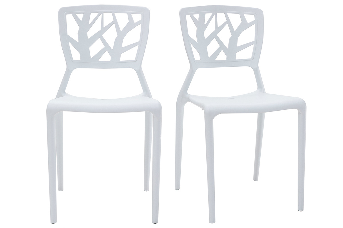 Chaises design blanches empilables int�rieur / ext�rieur (lot de 2) KATIA