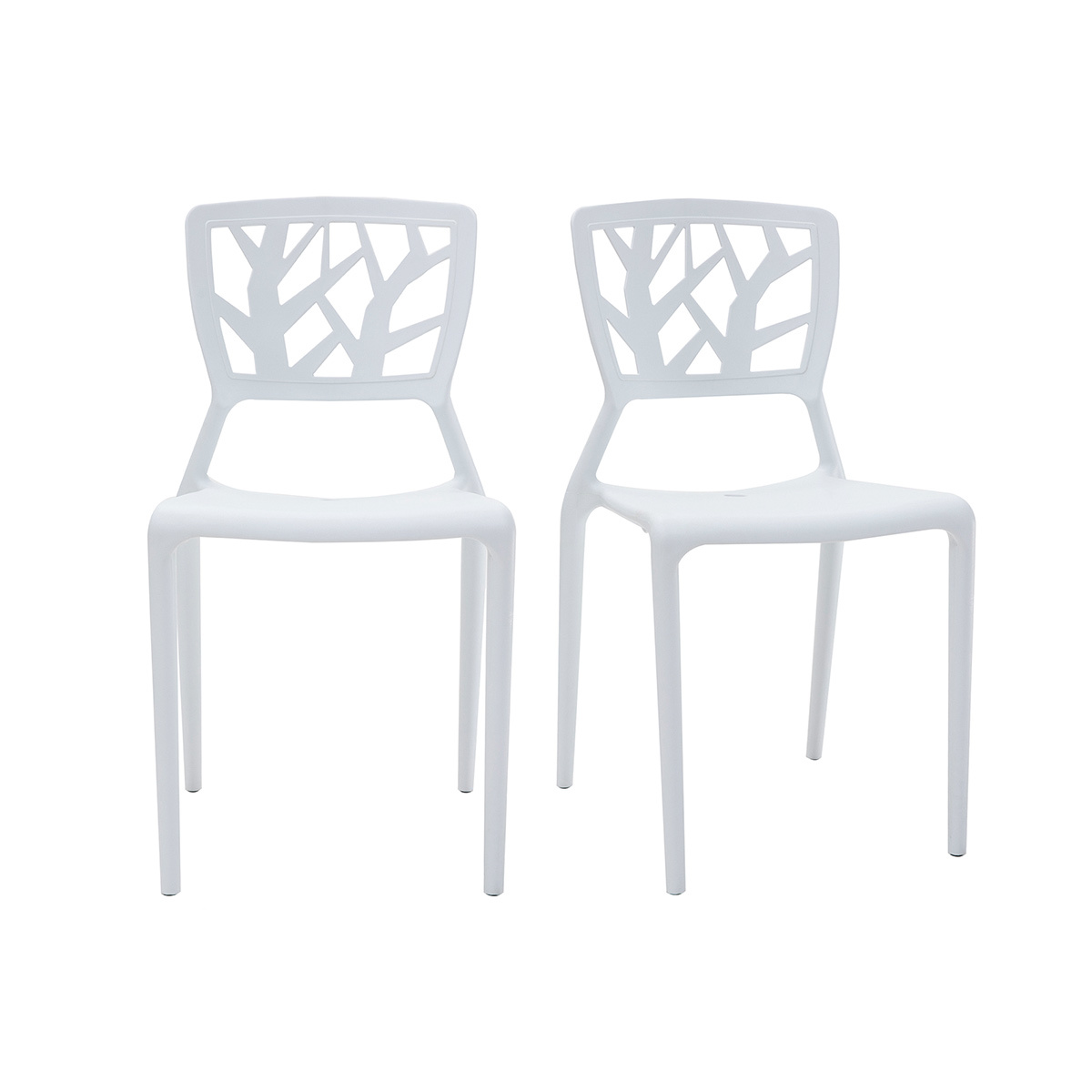 Chaises design blanches empilables intérieur / extérieur (lot de 2) KATIA vue1