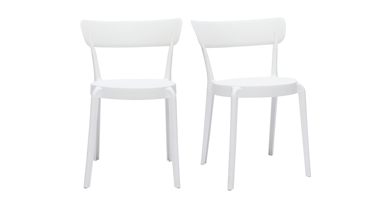 Chaises design blanches empilables intérieur - extérieur (lot de 2) RIOS