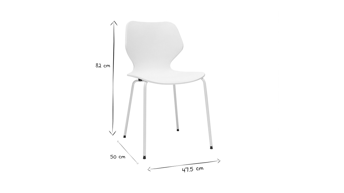 Chaises design blanches intérieur - extérieur (lot de 2) FLIP