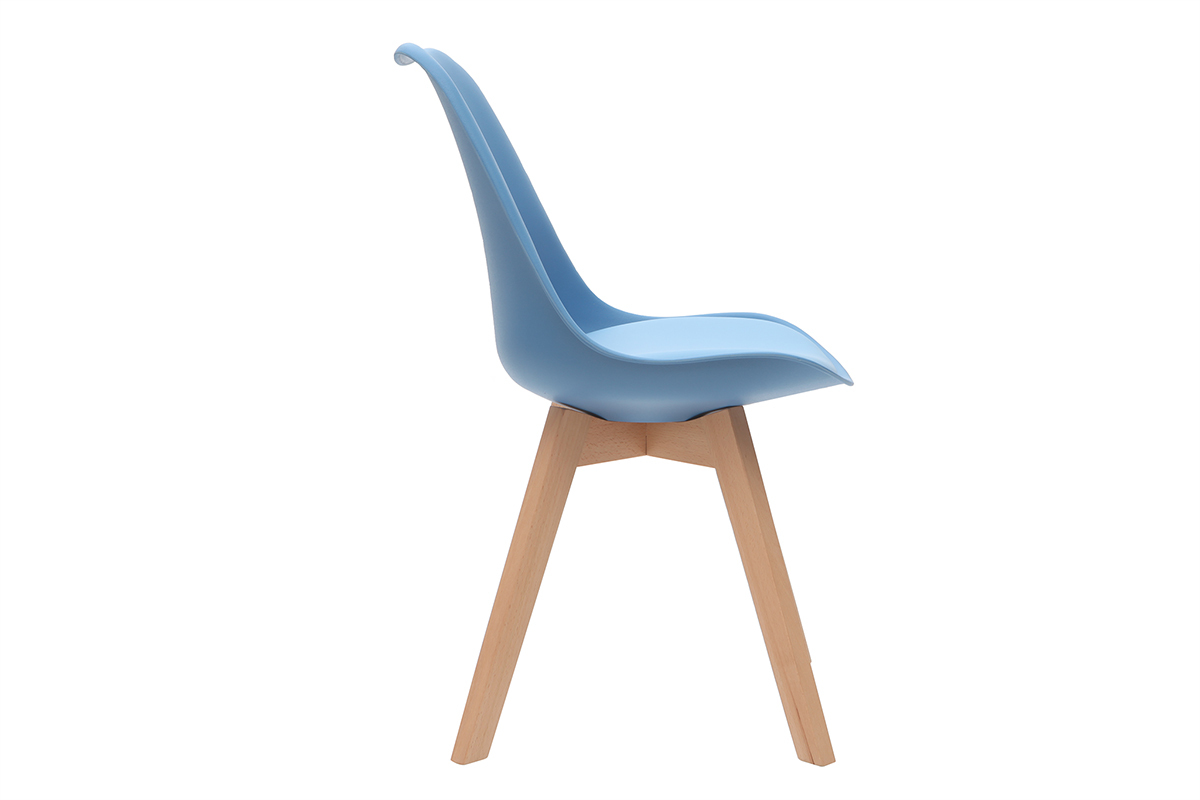 Chaises design bleu ciel avec pieds bois clair (lot de 2) PAULINE