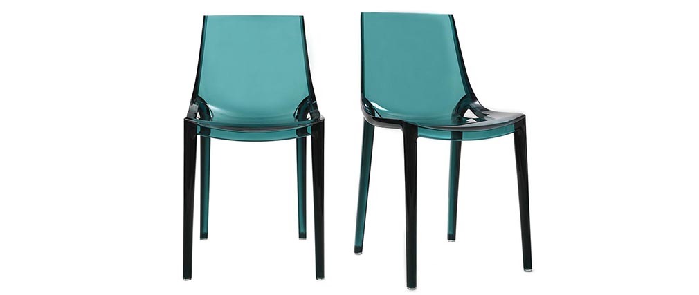 Chaises design bleu pétrole empilables intérieur / extérieur (lot de 2) YZEL