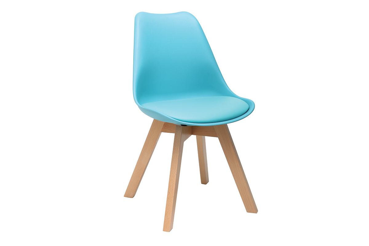 Chaises design bleues avec pieds bois (lot de 2) PAULINE