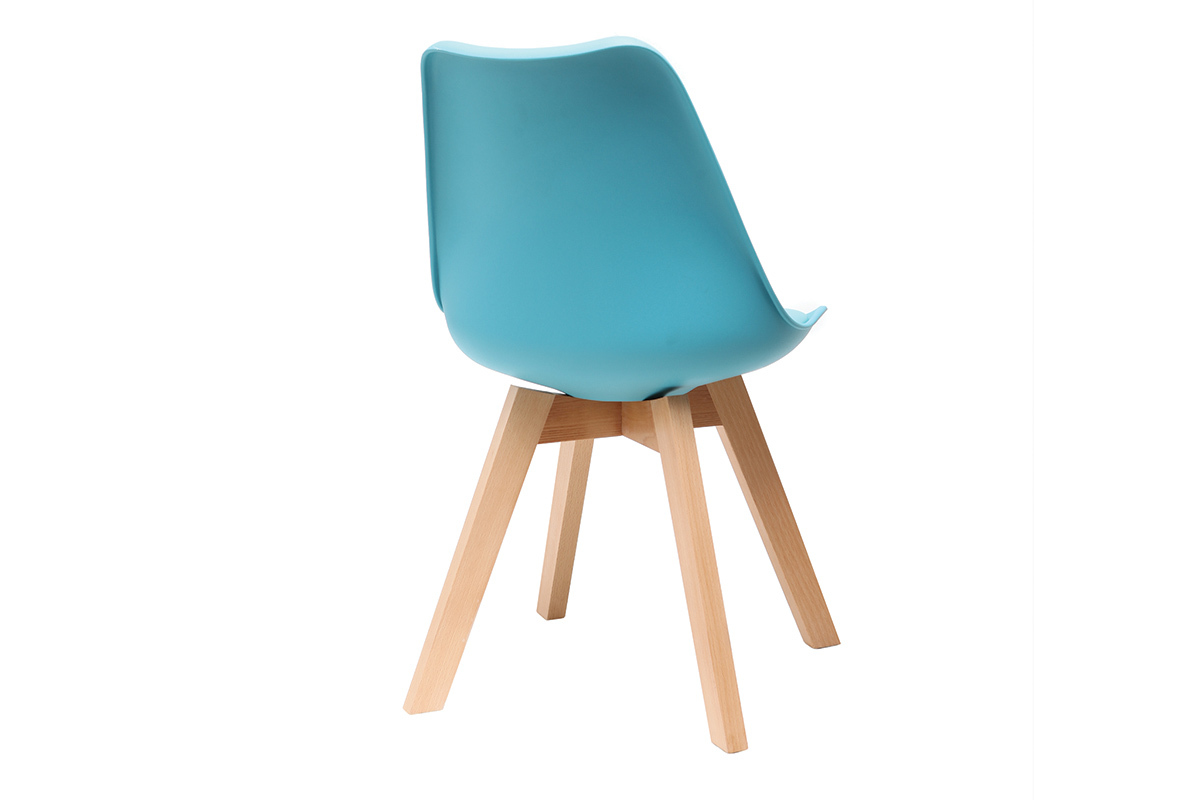 Chaises design bleues avec pieds bois (lot de 2) PAULINE