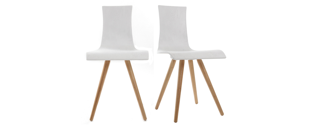 Chaises design bois et blanc (lot de 2) BALTIK