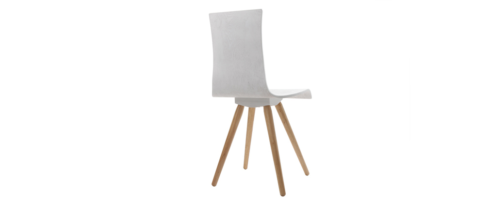 Chaises design bois et blanc (lot de 2) BALTIK
