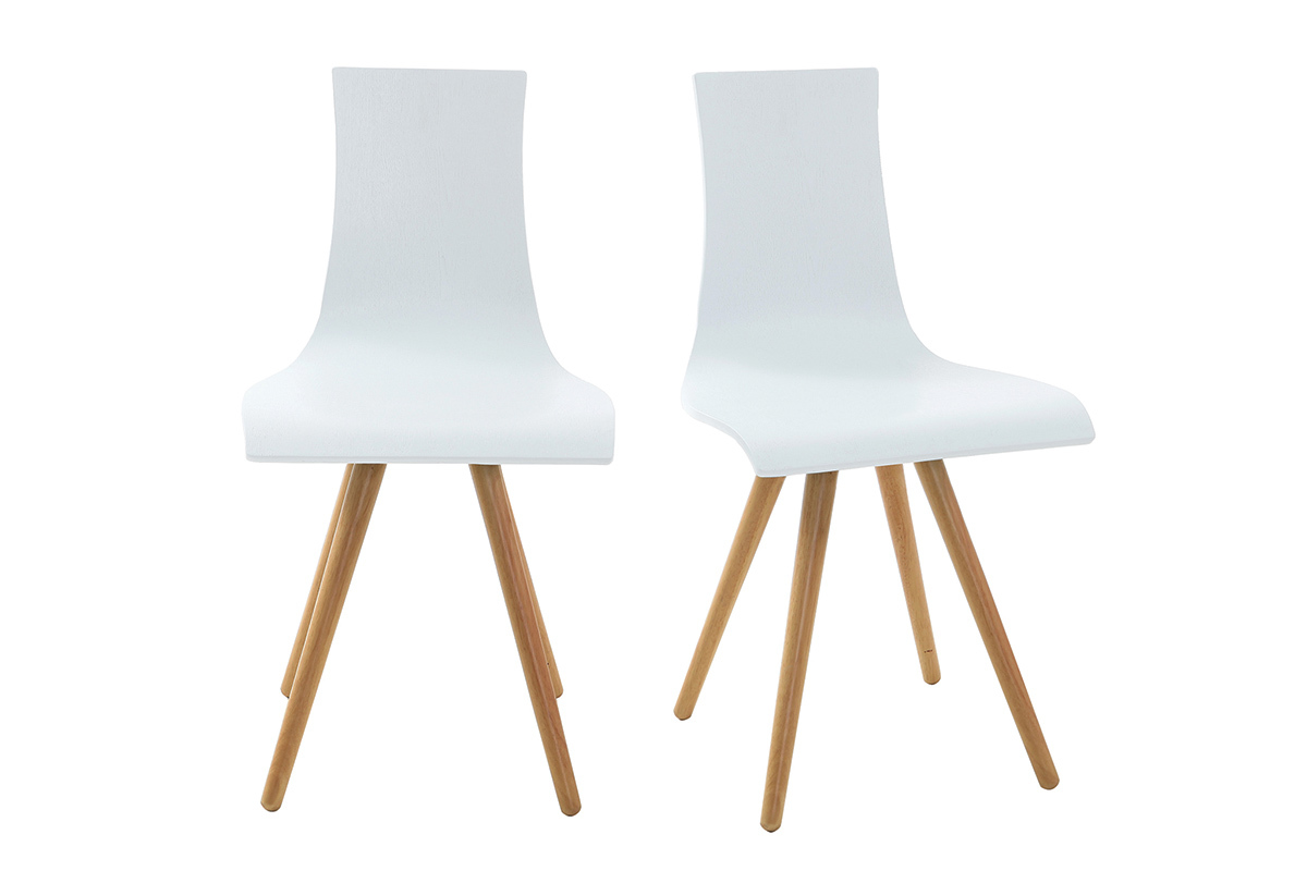 Chaises design bois et blanc (lot de 2) BALTIK