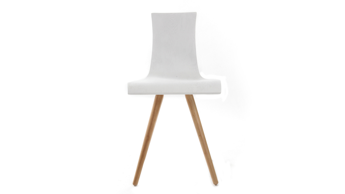 Chaises design bois et blanc (lot de 2) BALTIK