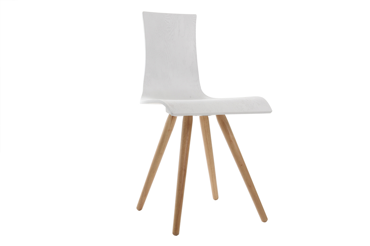 Chaises design bois et blanc (lot de 2) BALTIK