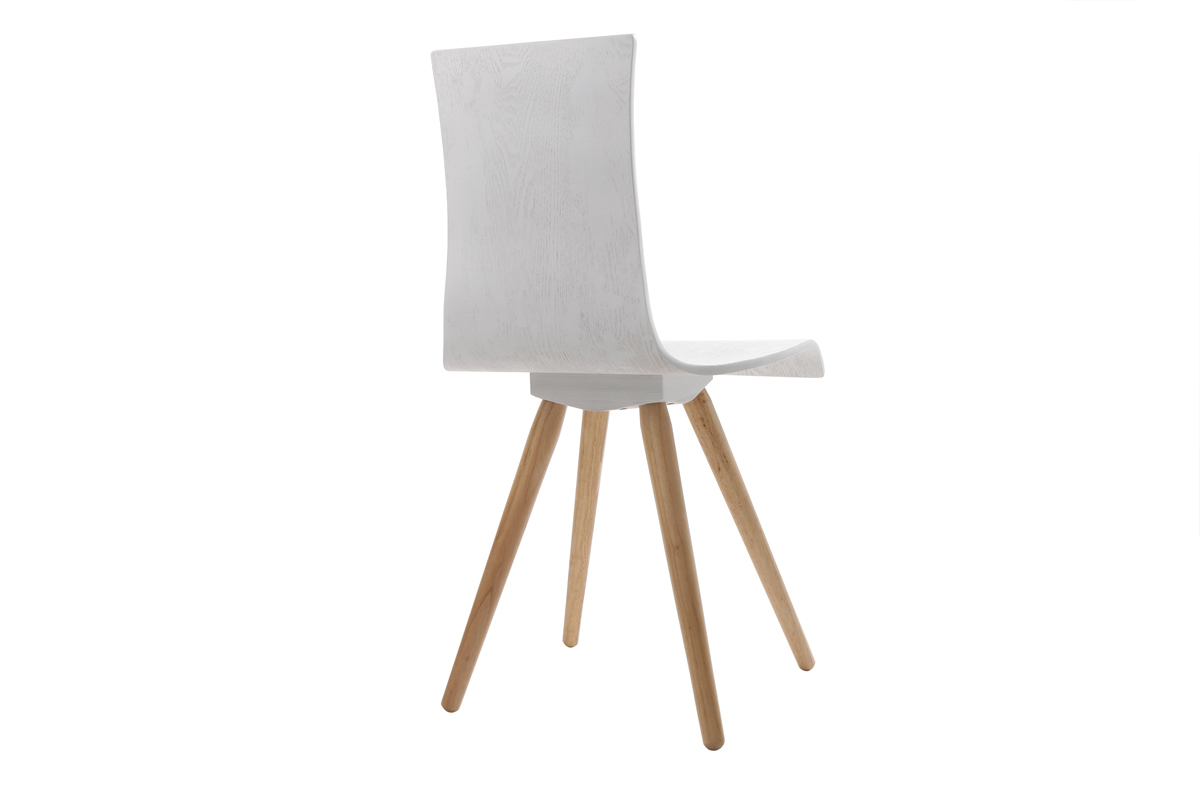 Chaises design bois et blanc (lot de 2) BALTIK