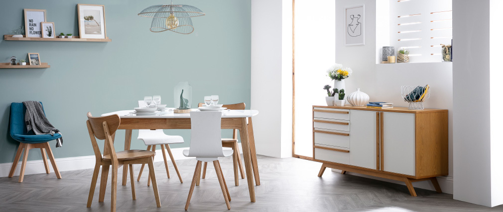 Chaises design bois et blanc (lot de 2) BALTIK