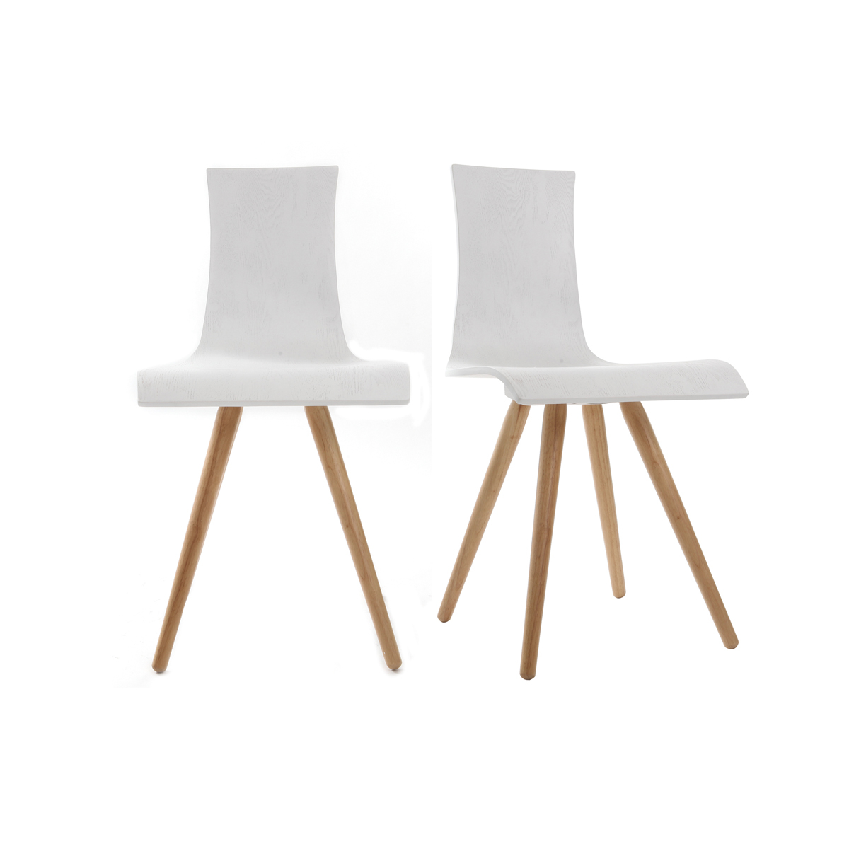 Chaises design bois et blanc (lot de 2) BALTIK vue1