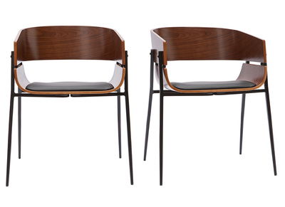 Chaises design bois foncé et métal noir (lot de 2) WESS