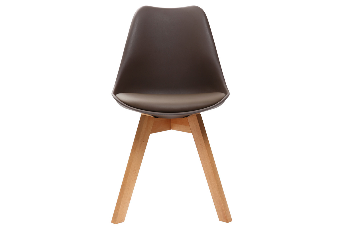 Chaises design chocolat avec pieds bois clair (lot de 2) PAULINE