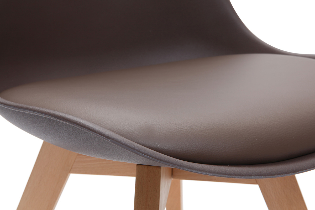 Chaises design chocolat avec pieds bois clair (lot de 2) PAULINE