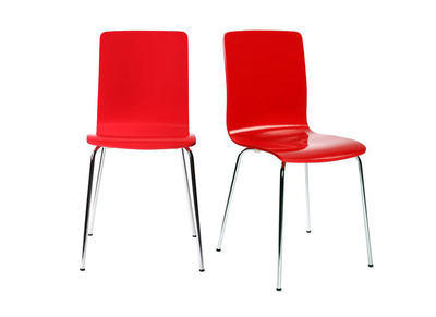 Chaises design cuisine rouges (lot de 2) NELLY