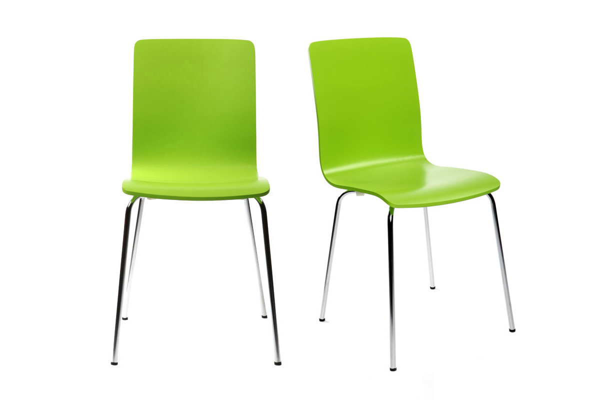 Chaises design cuisine vert pomme (lot de 2) NELLY