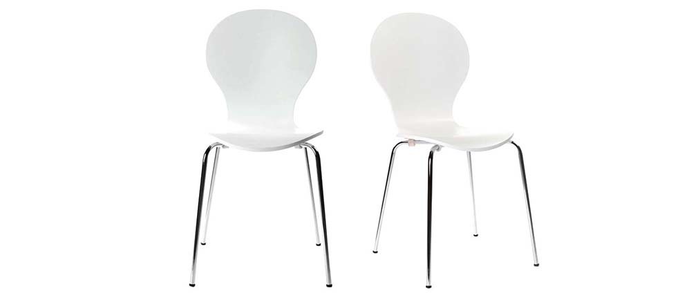 Chaises design empilables blanches (lot de 2) NEW ABIGAIL