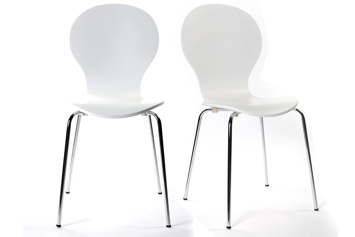 Chaises design empilables blanches (lot de 2) NEW ABIGAIL