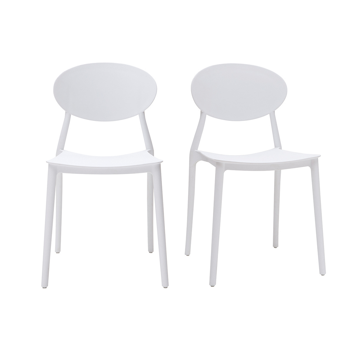 Chaises design empilables blanches intérieur - extérieur (lot de 2) ANNA vue1
