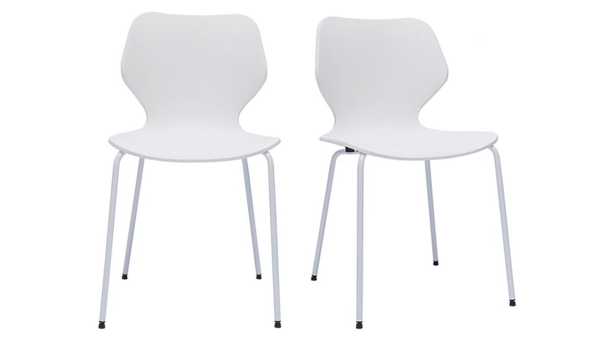Chaises design empilables blanches intérieur/extérieur (lot de 2) FLIP