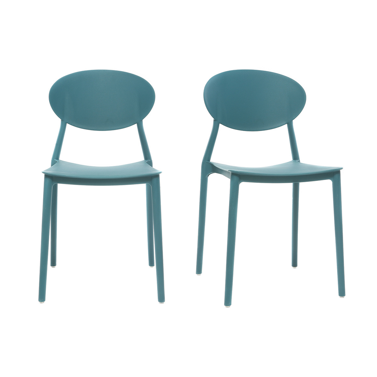 Chaises design empilables bleu canard intérieur - extérieur (lot de 2) ANNA vue1