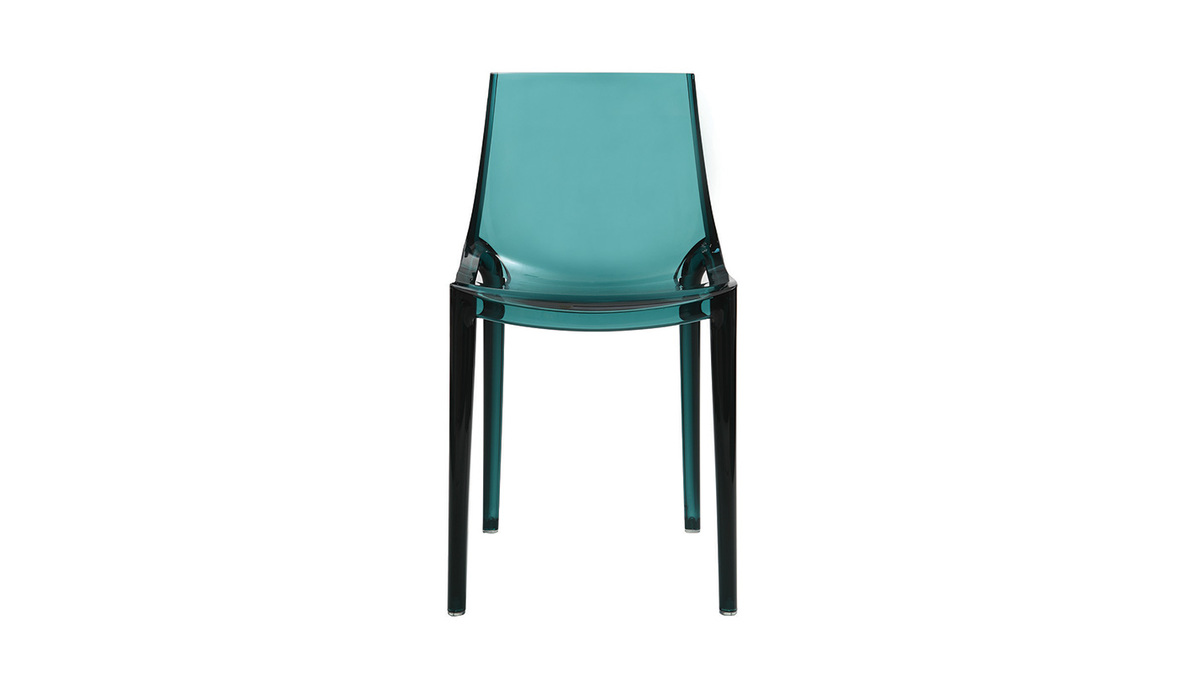 Chaises design empilables bleu pétrole transparent  intérieur - extérieur (lot de 2) YZEL