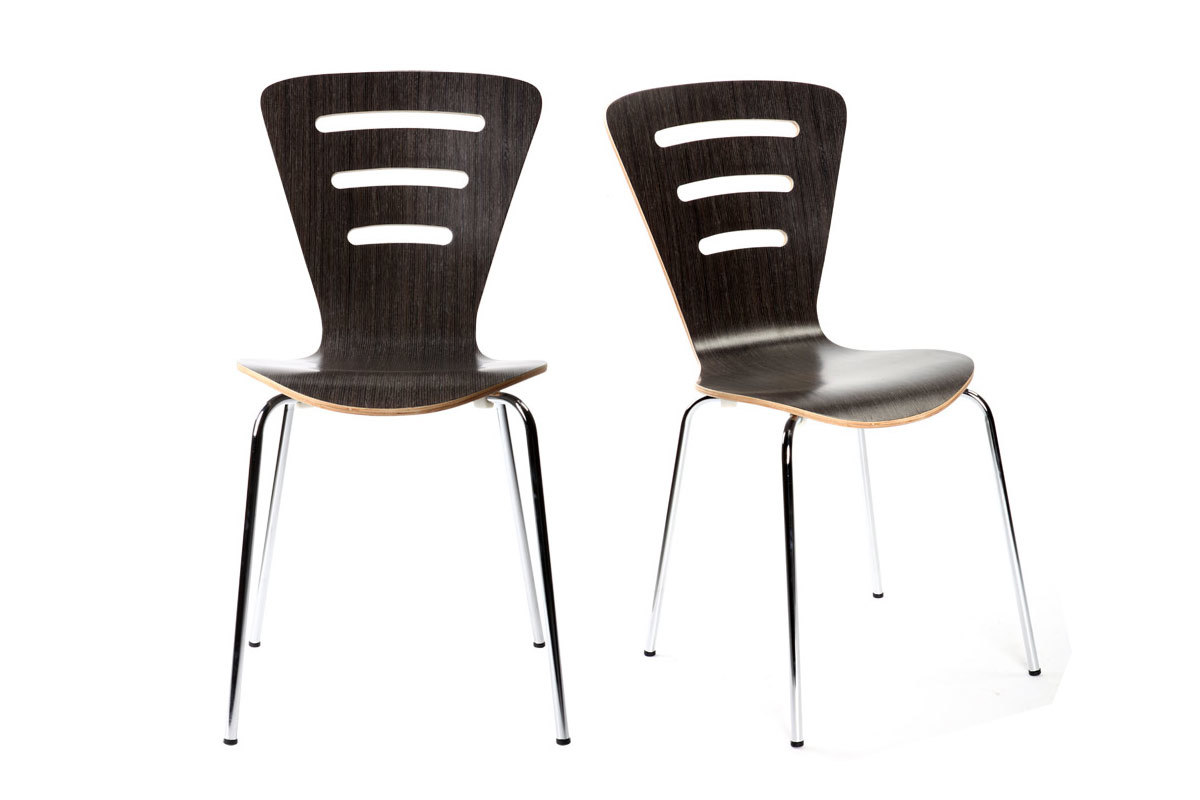 Chaises design empilables bois noir (lot de 2) LENA