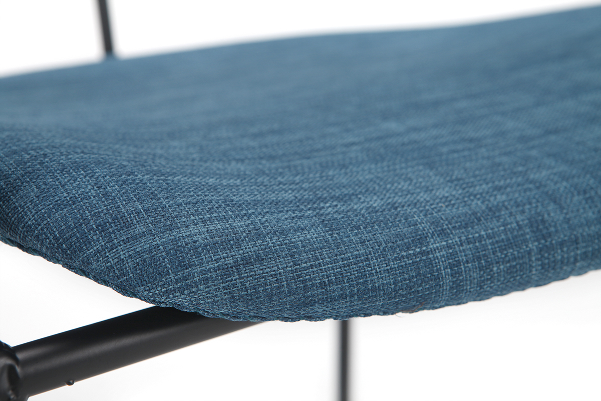 Chaises design empilables en m�tal noir et tissu bleu canard (lot de 2) ANGEL
