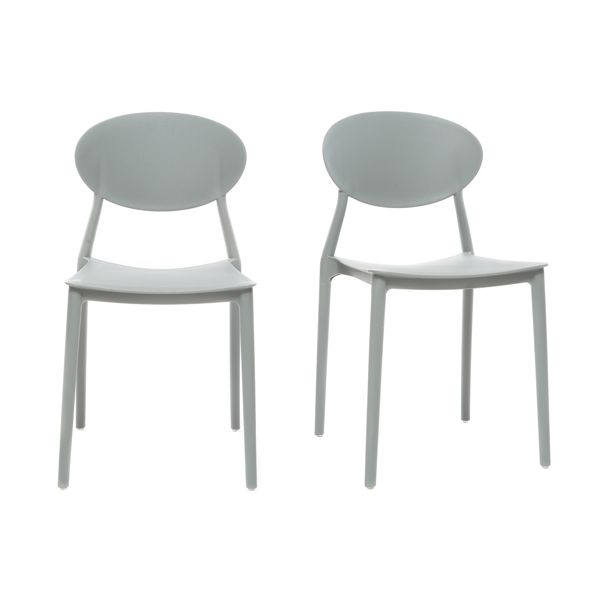 Chaises design empilables gris clair intérieur - extérieur (lot de 2) ANNA vue1