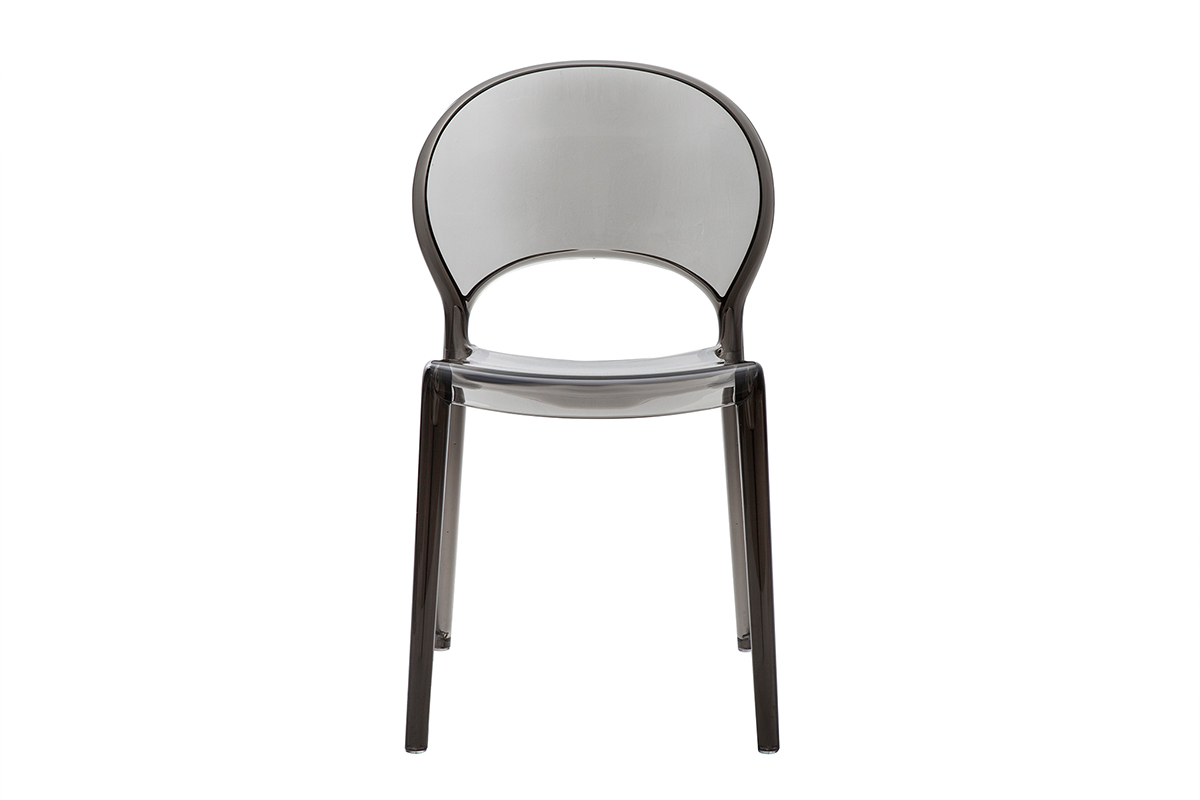 Chaises design empilables gris transparent int�rieur - ext�rieur (lot de 2) YOPAL
