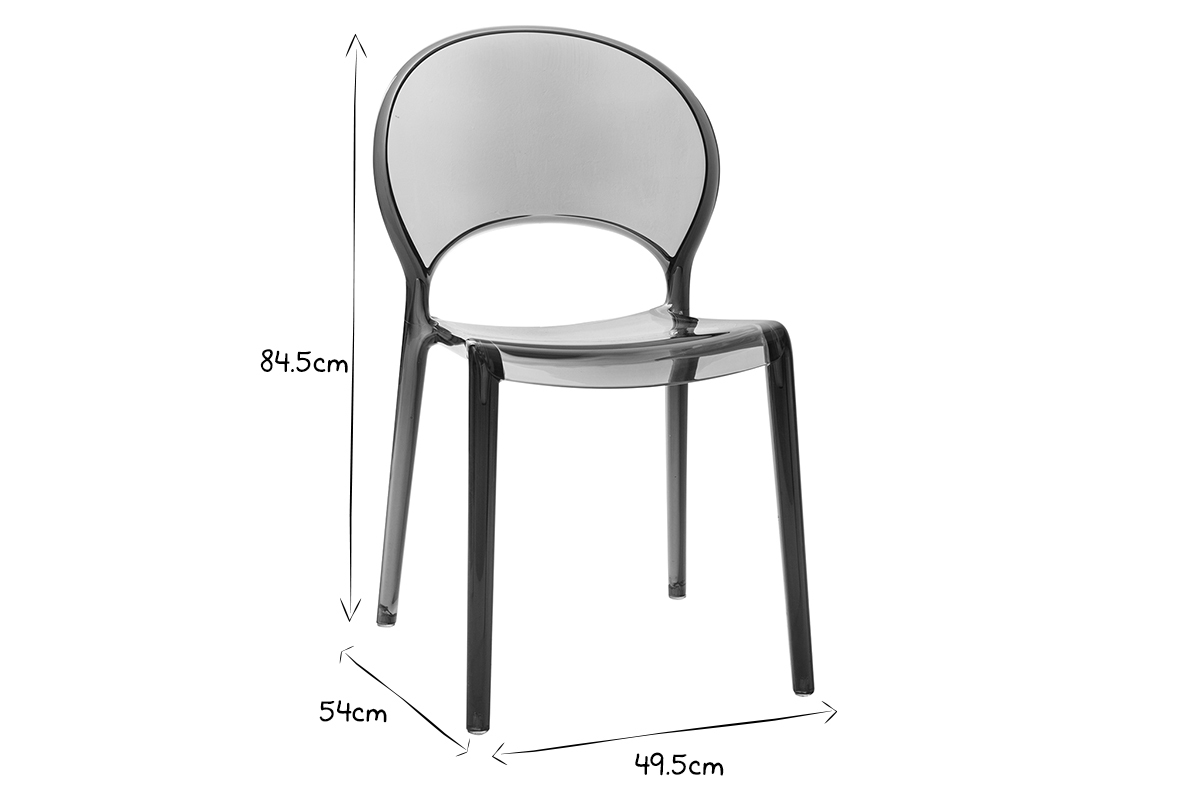 Chaises design empilables gris transparent int�rieur - ext�rieur (lot de 2) YOPAL