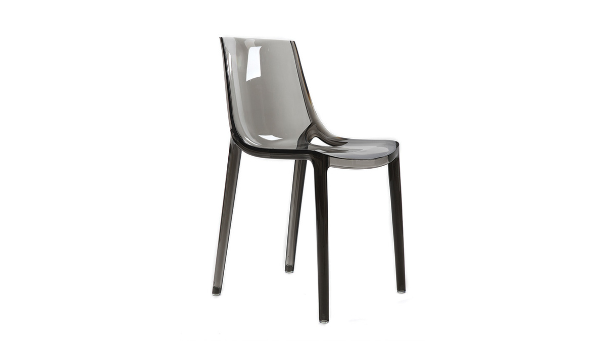 Chaises design empilables gris transparent intérieur - extérieur (lot de 2) YZEL