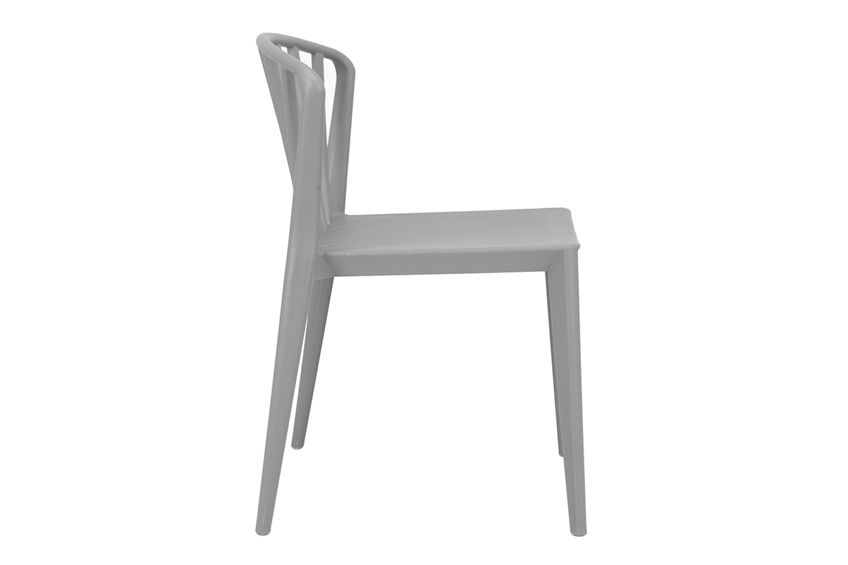 Chaises design empilables grises int�rieur / ext�rieur (lot de 2) PATIO