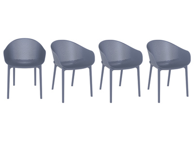 Chaises design empilables grises int&eacute;rieur / ext&eacute;rieur (lot de 4) OSKOL