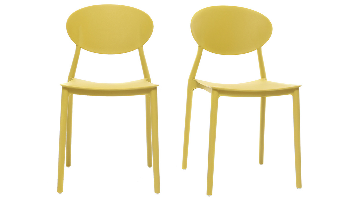 Chaises design empilables jaunes intérieur - extérieur (lot de 2) ANNA