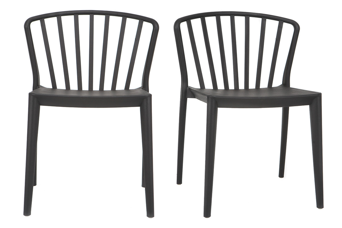 Chaises design empilables noires int�rieur / ext�rieur (lot de 2) PATIO