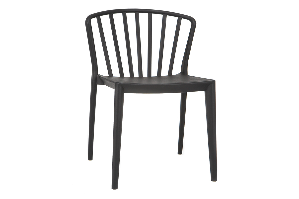 Chaises design empilables noires int�rieur / ext�rieur (lot de 2) PATIO
