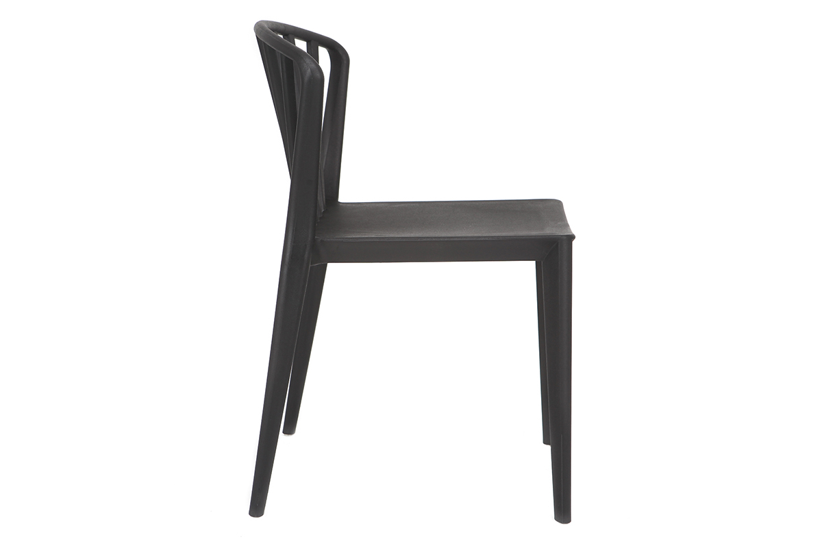 Chaises design empilables noires int�rieur / ext�rieur (lot de 2) PATIO