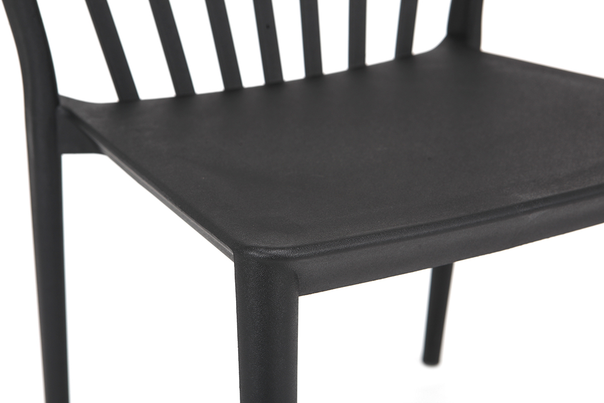 Chaises design empilables noires int�rieur / ext�rieur (lot de 2) PATIO