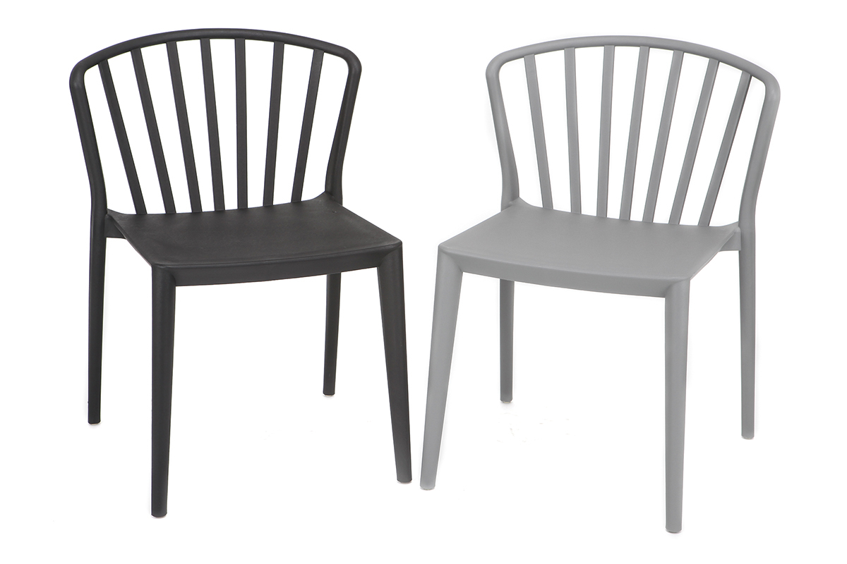 Chaises design empilables noires int�rieur / ext�rieur (lot de 2) PATIO